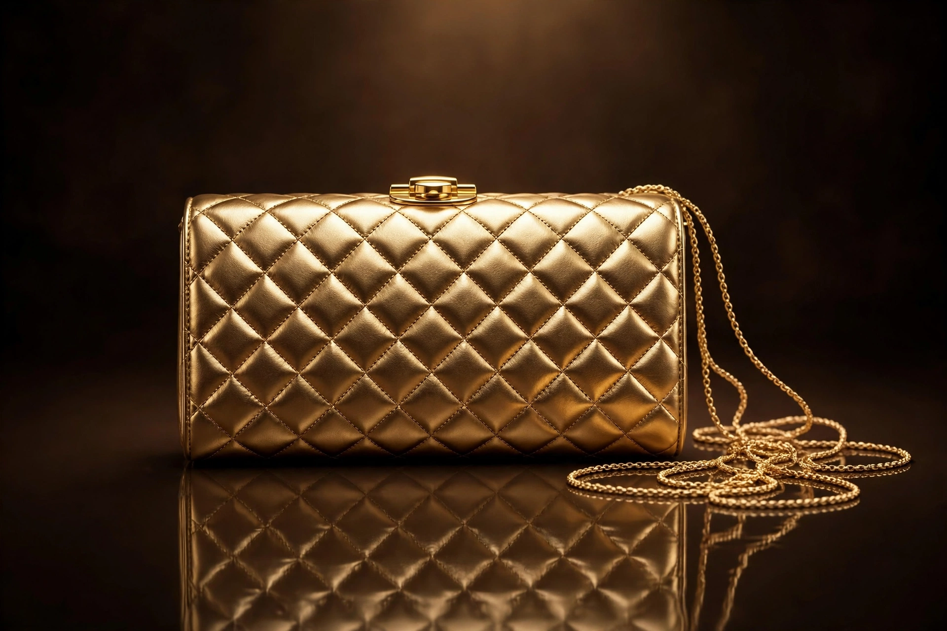 Gold Quilted Clutch